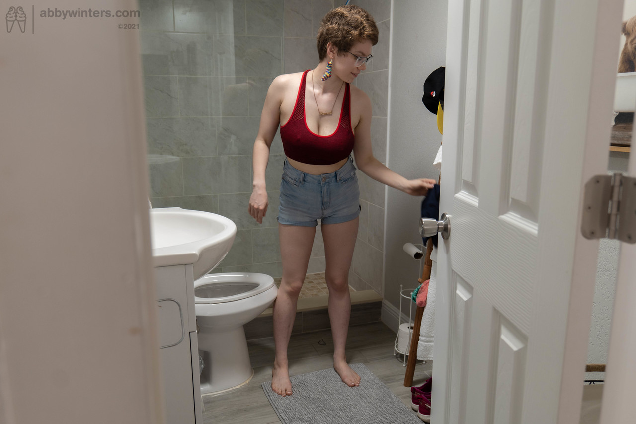 Australian amateur Morgan K gets spied on while dressing in the toilet porn photo #424584994