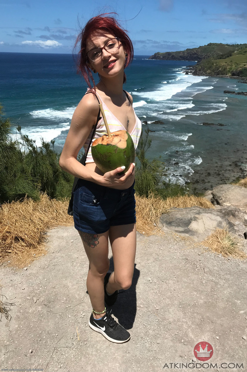 Redheaded teen in glasses Lola Fae presents her petite body outdoors zdjęcie porno #423874255