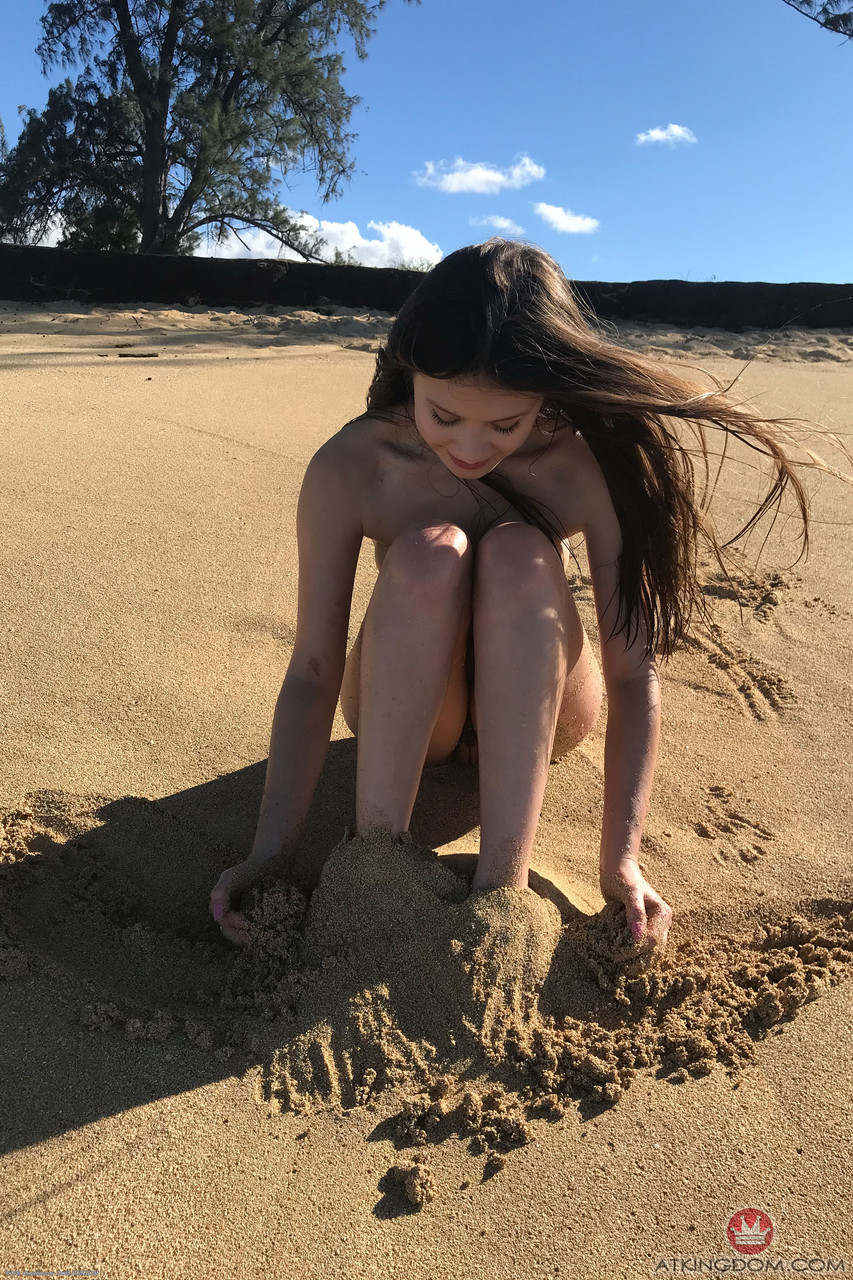 Exotic Latina teen Winter Jade stripping naked and playing in the sand порно фото #424112984