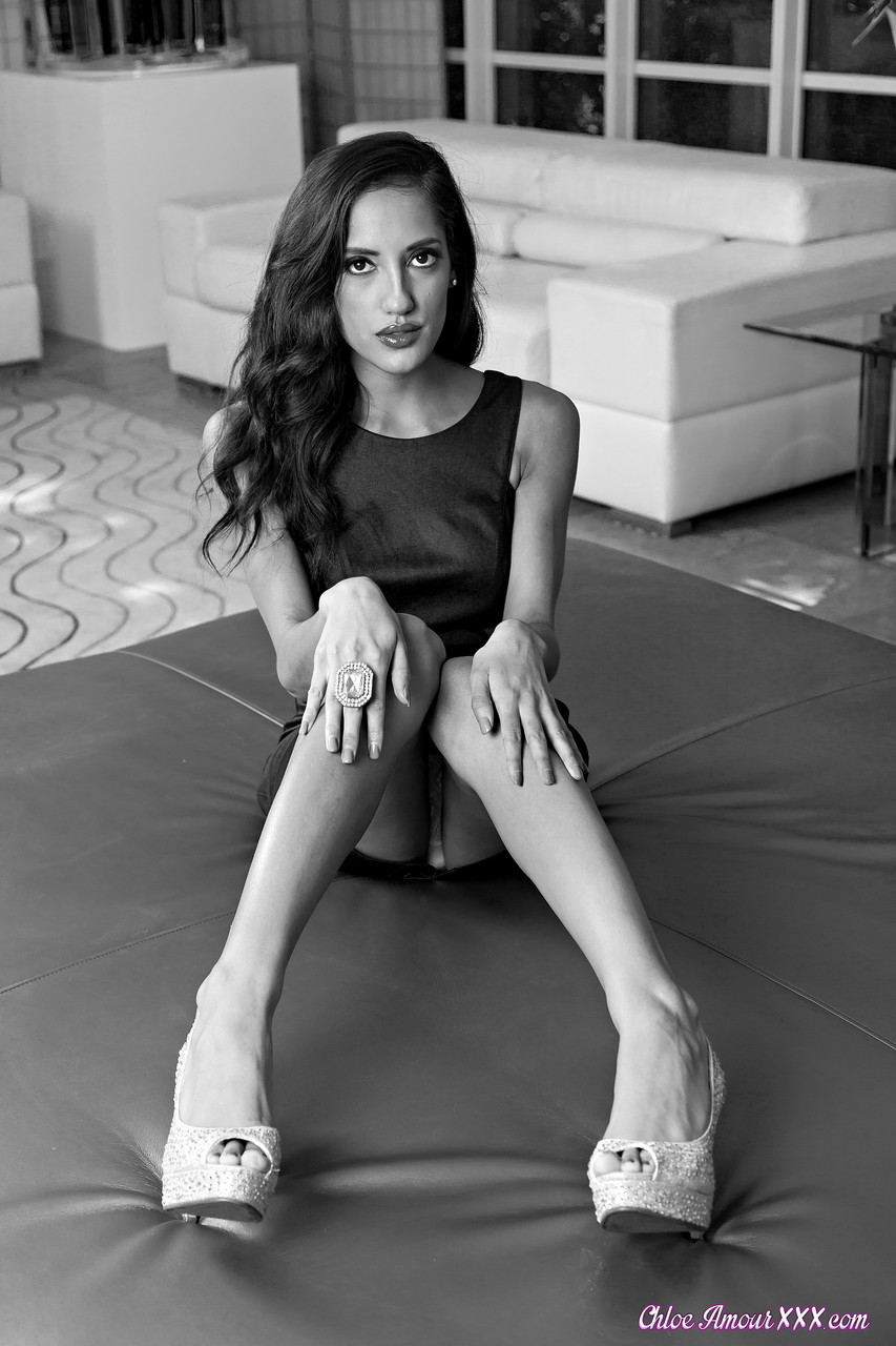 Stunning pornstar Chloe Amour flaunts her tits & twat in black and white shoot zdjęcie porno #428223792