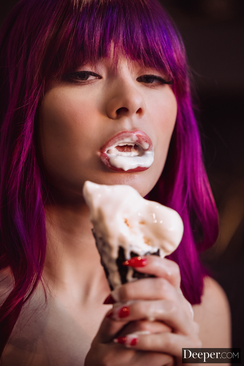 Purple-haired Latina Winter Jade licks an ice-cream & a BBC before fucking porno fotoğrafı #425678363