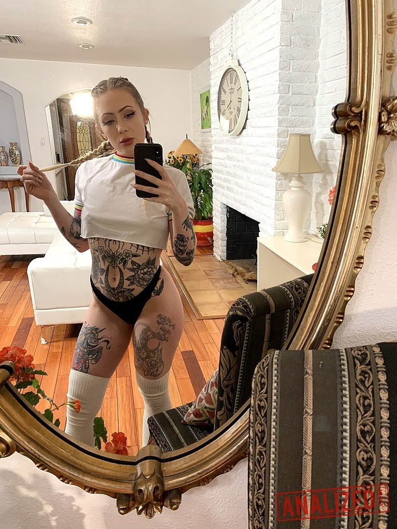 Tattooed vixen Baby Sid takes selfies of her incredible booty and bald pussy photo porno #422633178