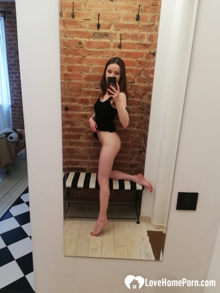 Short brunette takes selfies while stripping & posing sexily in the mirror porno fotoğrafı #428070240