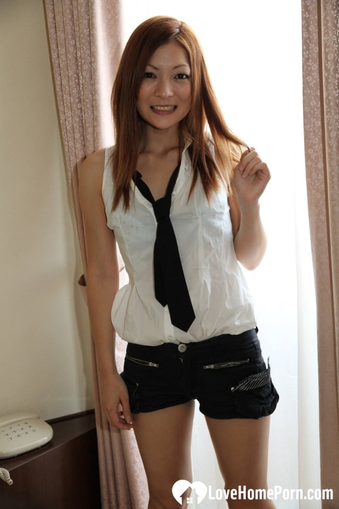 Following her school days, Asian beauty satisfied and spread some pussie strips.
