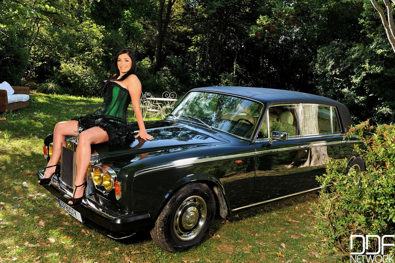 Black haired MILF Michelle Monaghan lets out her grand bosom on a luxury car 포르노 사진 #429094824