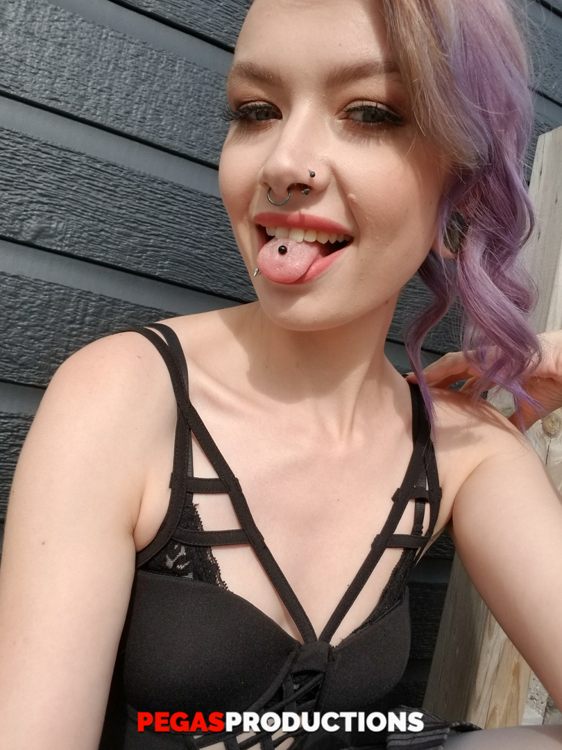 Purple Haired Teen Luna Temptress Flirts With Her Stepbrother Before Stripping