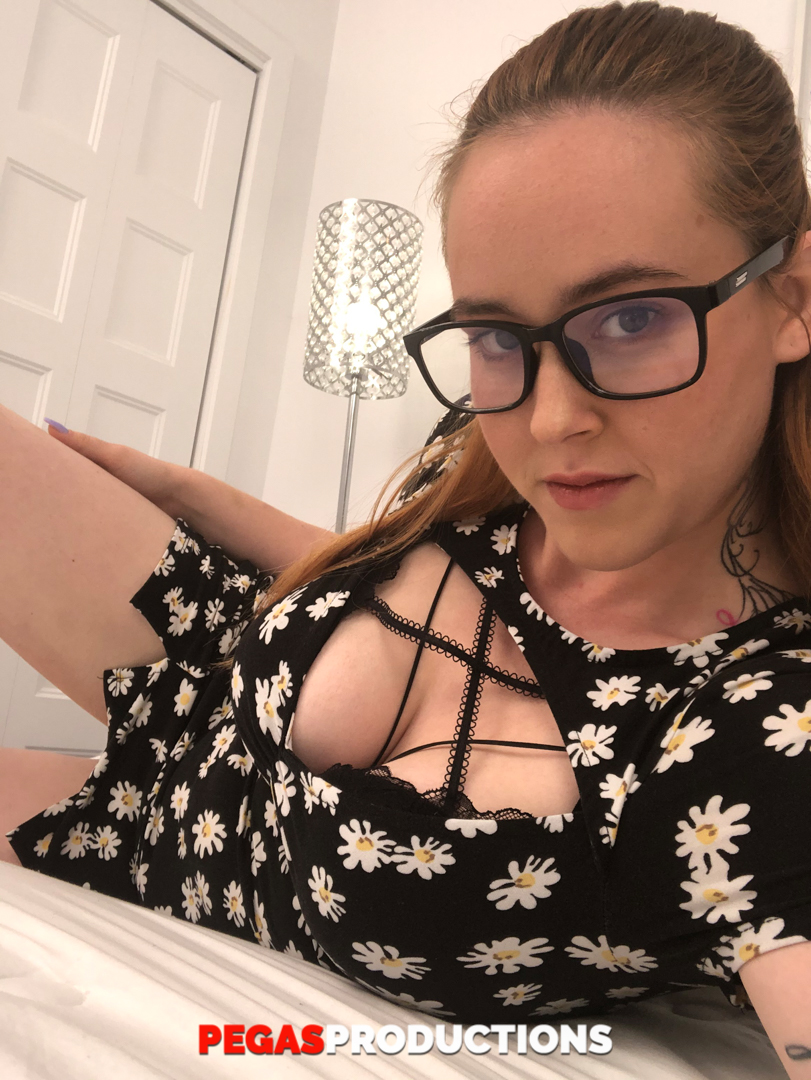 Nerdy Ginger Lexa Reed Touches Her Big Tits With Pierced Nipples