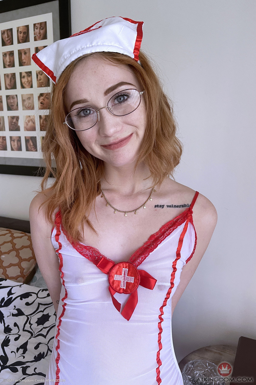 Skinny Redheaded Nurse Scarlet Skies Shows Her Big Ass Holes Up Close
