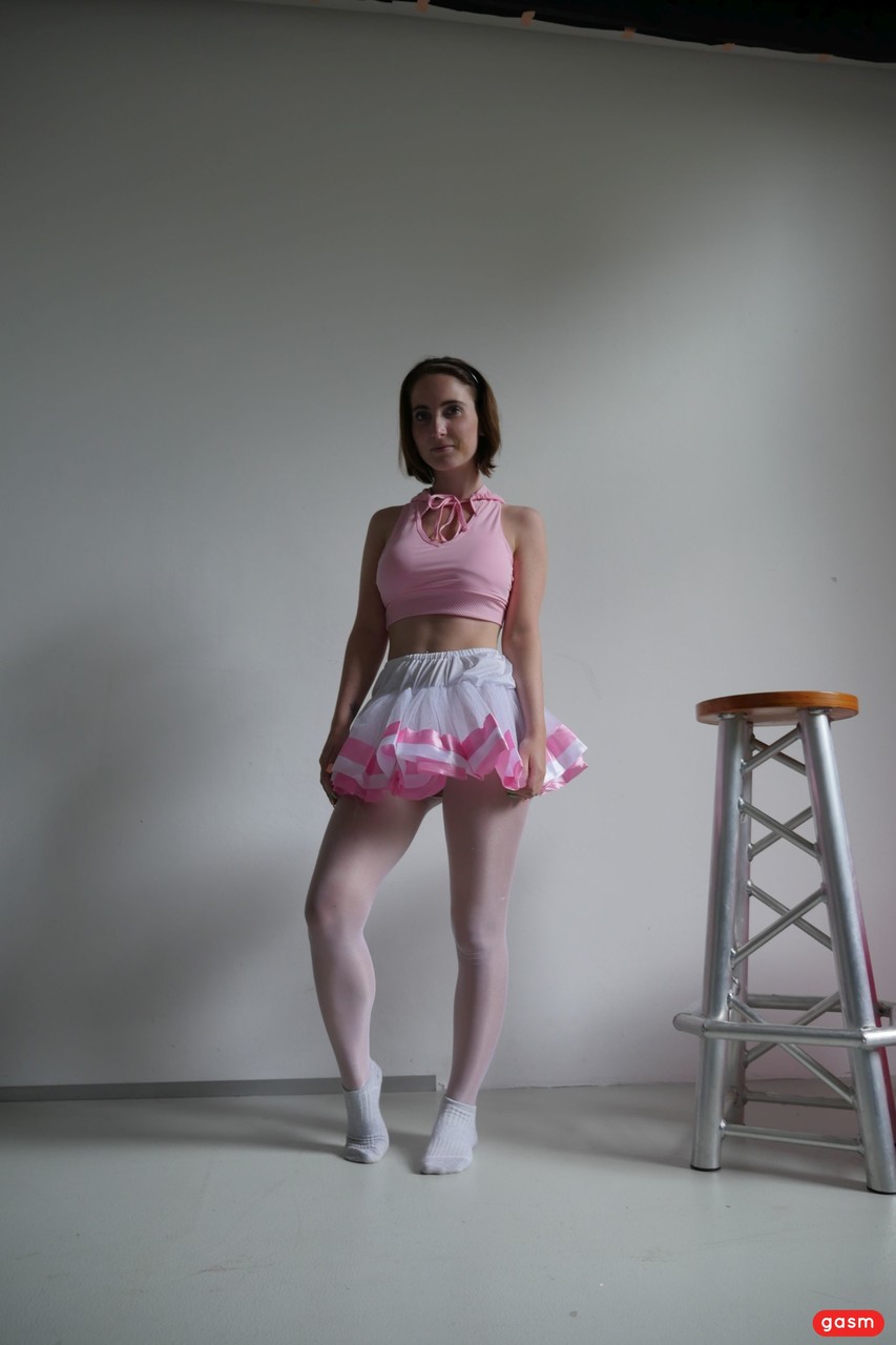 In her tutu while dancing, Brunette ballerina Lia Louise fucks and flirts with the dance instructor.
