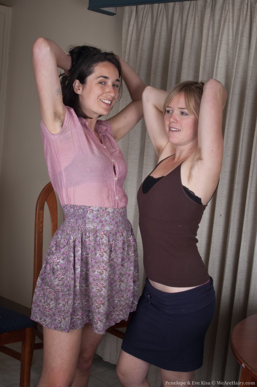 Kinky teens with hairy armpits Eve Kisa and Penelope finger each other's cunt photo porno #428366583