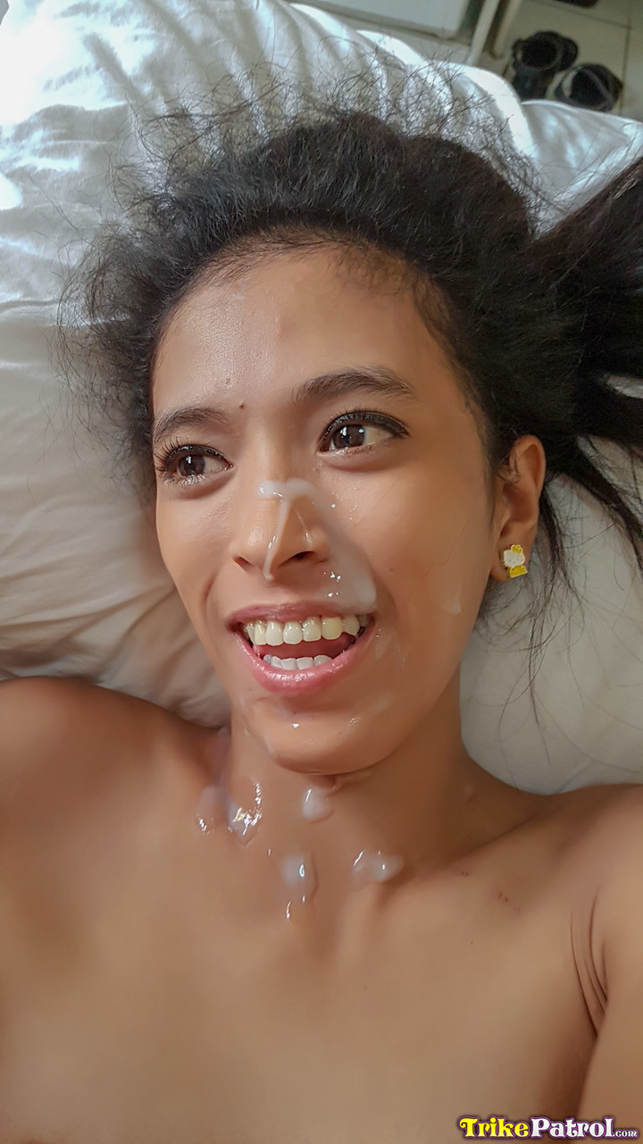 Skinny Filipina Rose Espiritu Receives A Facial After Getting Fucked Hard