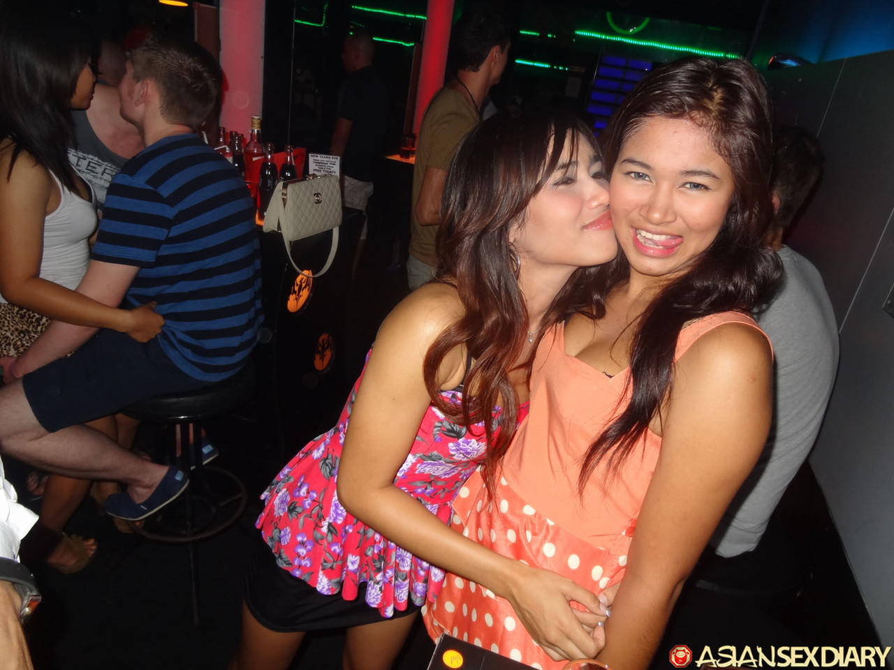 Lesbian Ayon Her Gf Tease In Sexy Outfits At The Club While Naked At Home