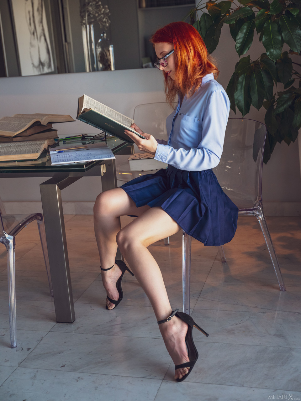 Sexy Estonian redhead student Elin Flame strips & rubs her coochie порно фото #427506283