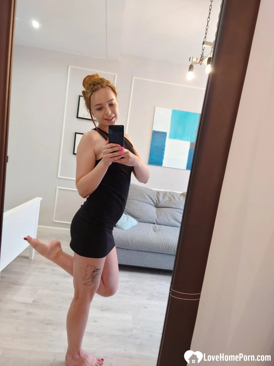 Playful Ginger Amateur Exposes Her Tiny Boobs In Her Selfie Compilation