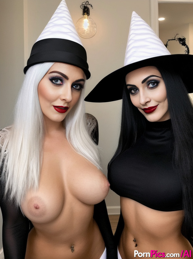 Nellie Emery and her attractive friends were prompted to remove their Halloween costumes by AI.