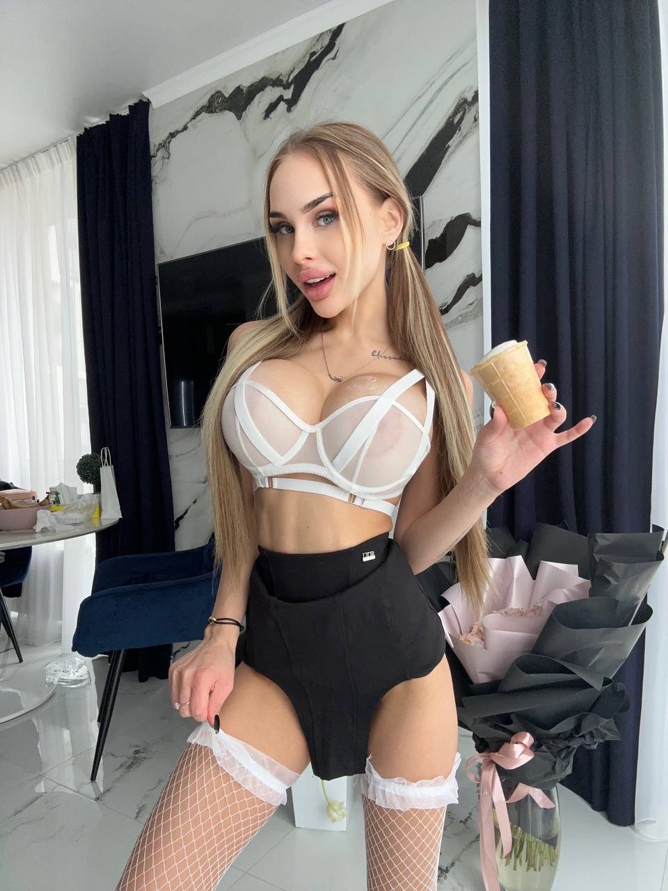 Skinny Onlyfans Babe Eliasa A Poses In Her Lingerie Unveils Her Big Tits