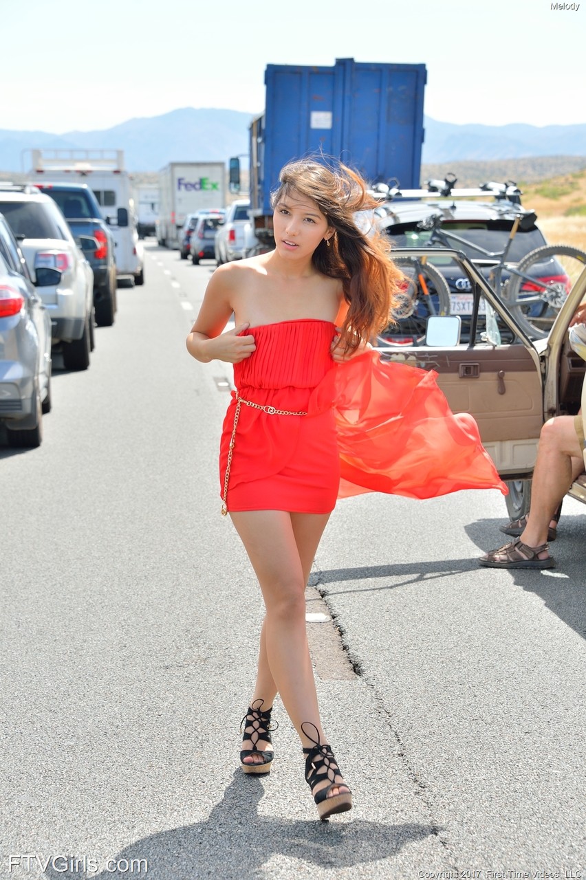 Natural hottie in a long red dress Melody flashing her bald pussy in public zdjęcie porno #424155805 | FTV Girls Pics, Melody Wylde, Sports, mobilne porno