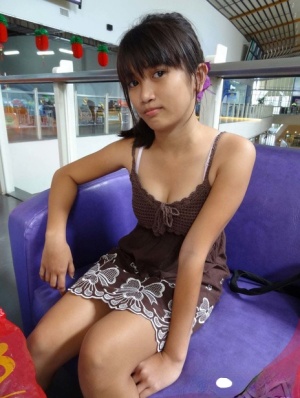 Petite Asian girl Menchie gets naked before having POV sexual relations