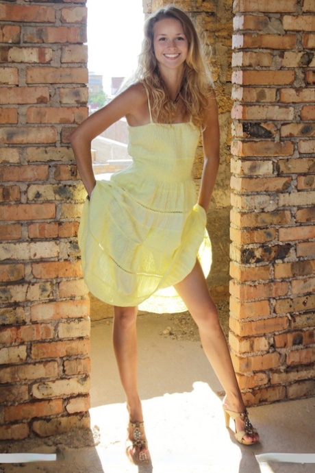Mini Dress Clad Toxic A Models Her Hot Feet And Sexy Girl Bits Outdoors