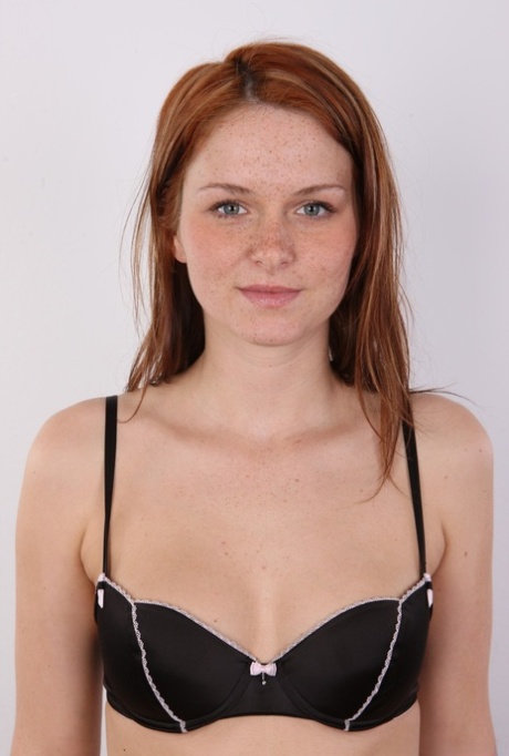 Freckled Redhead Adela Takes Off All Her Clothes For The Very First Time