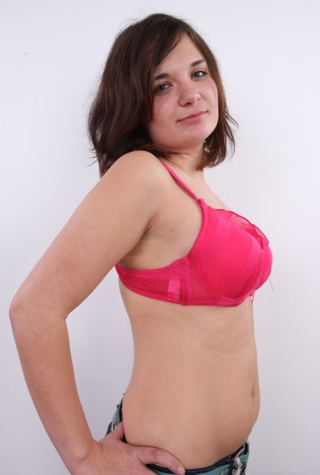 Chubby amateur Jirina is captured in a closeup before her first appearance, standing naked.