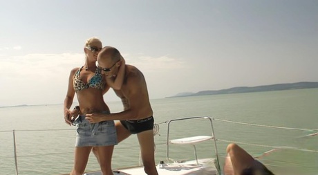 Blonde Chicks In Ponytails And Sunglasses Have Group Sex On A Yacht