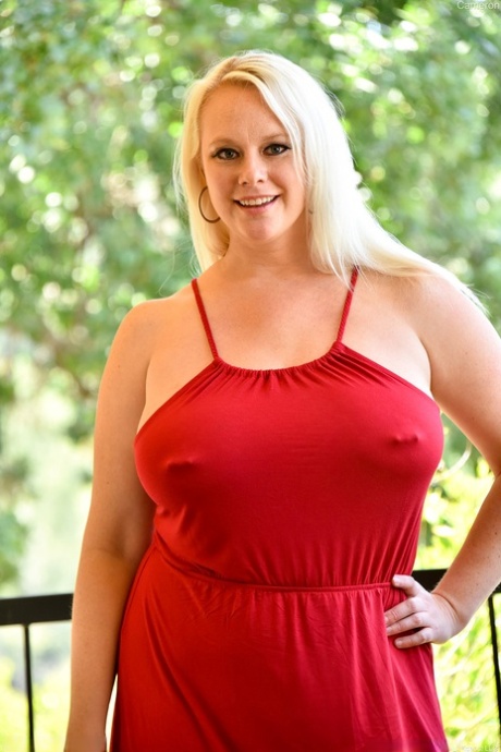 Pierced Mature Fatty In Red Dress Flashes Nude Upskirt & Exposes Huge Breasts