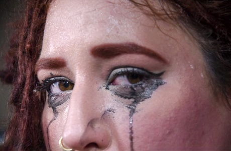Fat Redhead Mimosa Has Her Eye Makeup Run During BDSM Games