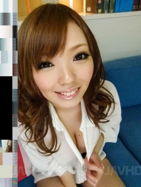 During MMF action, Megu Kamijo, a Japanese redhead, gains steam on her big tits.