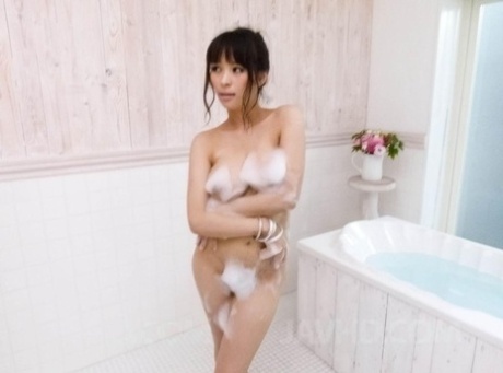 Busty Japanese Girl Kyouko Maki Masturbates Before Giving A Nude Blowjob