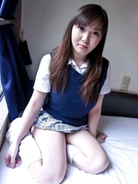 Japanese student Haruka Ohsawa unveils her big tits and cotton underwear too