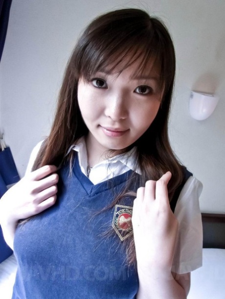 Japanese student Haruka Ohsawa unveils her big tits and cotton underwear too