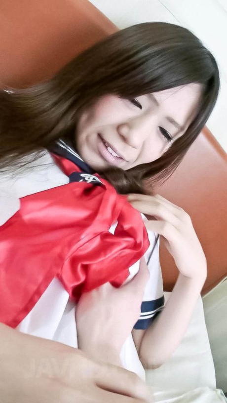 Yukari, who is a coed fighter in Japan, is being masturbated on her bed by an invisible person.