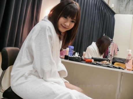 Cute Japanese Girl Momoka Rin Gives A Blowjob In A White Bathrobe