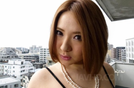 Redheaded Japanese Girl Alice Ozawa Partakes In BBG Sex On A Black Sofa