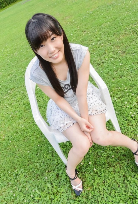 Japanese Girl Yui Kasugano Has Her Bald Pussy Masturbated In A Backyard