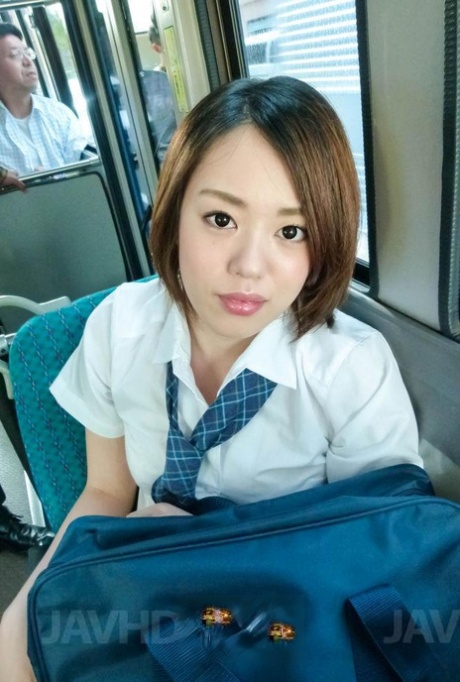 Japanese coed Yuna Satsuki is subjected to gangbanging while using public transportation.