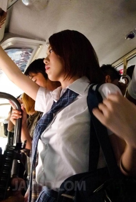 While riding public transport, Yuna Satsuki is subjected to gangbanging by a group of Japanese coeds.