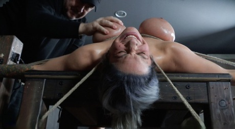 Restrained Female Alyssa Lynn Endures Tits Torture And And Being Hung