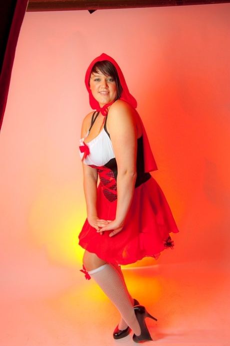 Short Haired Plumper Sian Models Non Nude In A Red Riding Hood Outfit