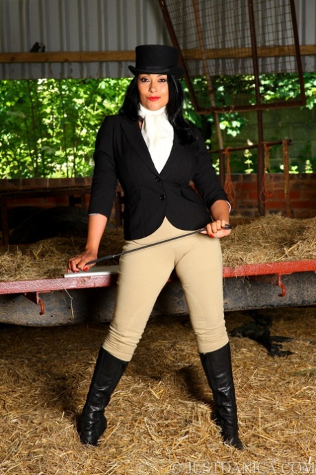 Hot MILF Danica Collins works at a farm without any riding gear.