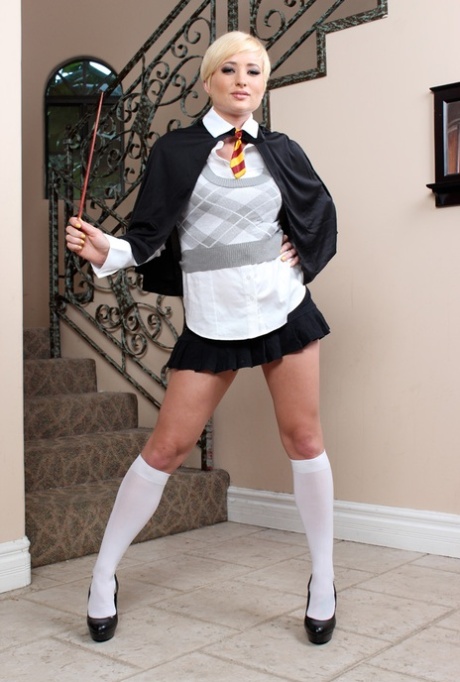 Short Haired Blond Nora Skyy Dons School Uniform For Roleplay Sex With Her Guy