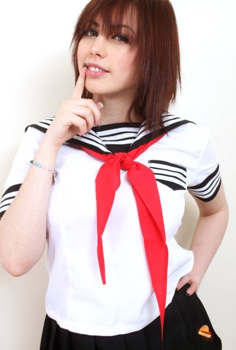 Cute British Girl Louisa May Releases Her Great Tits From A Sailor Uniform