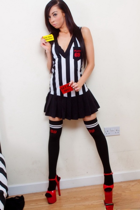 Teen First Timer Lexi Strikes Tempting Poses In OTK Socks And Red Heels