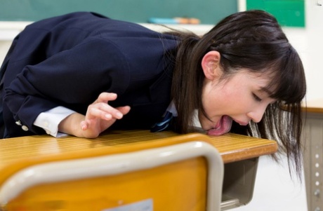 Japanese Schoolgirl Licks Her Girl Juices Off Desk Before Blowing Her Teacher