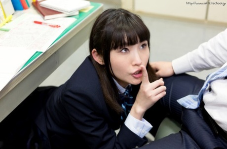 Japanese Schoolgirl Licks Her Girl Juices Off Desk Before Blowing Her Teacher