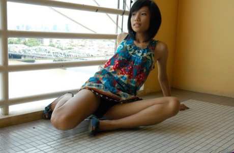 Asian Teen Pat Spreads Her Legs Naked On The Balcony To Shoe Her Hairy Beaver