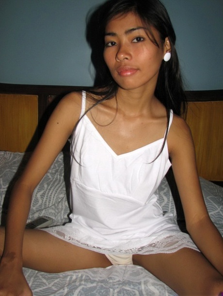 Asian model bargirls wore cotton down panties during their nude modelling debut.