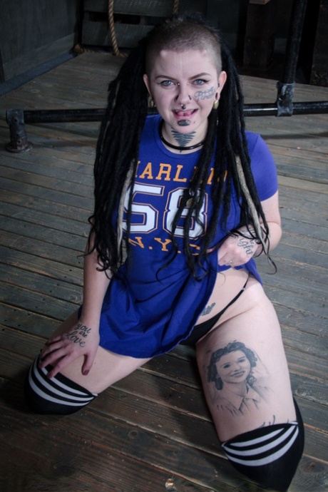 During a dyke cane attack, Luna Lavey, who is a punk star, has her skin broken.