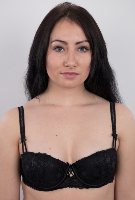 Dark Haired Girl Barbora Stands Totally Naked For The Very First Time